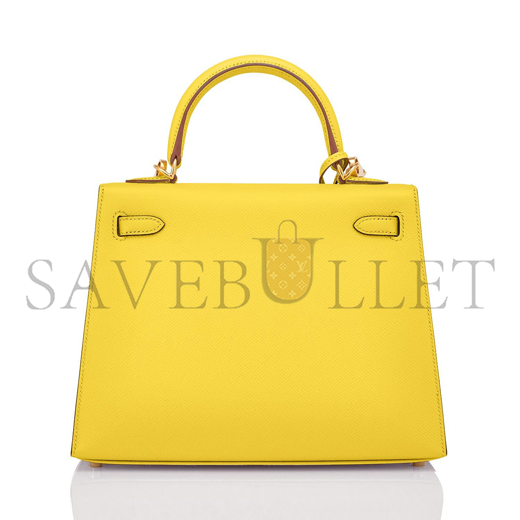 H**mes kelly 25 lemon yellow epsom gold hardware (25*17*7cm)